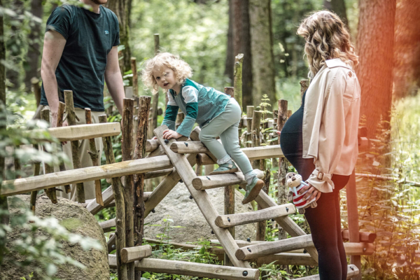 Eingang zum Waldparcour im Trixi Park 